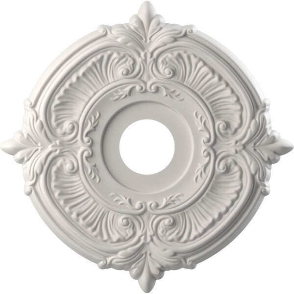 Ekena Millwork Attica PVC Medallion (Canopies up to 5 5/8"), 16"OD x 3 1/2"ID x 1"P, UltraCover Satin Blossom White CMP16ATGBW - main